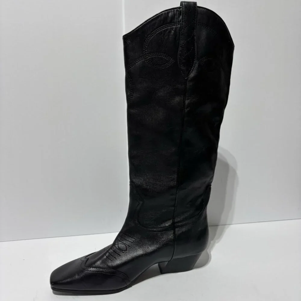 Steve Madden Women’s Dollie Cowboy Boots Black, Size 8.5 M - Picture 2 of 5